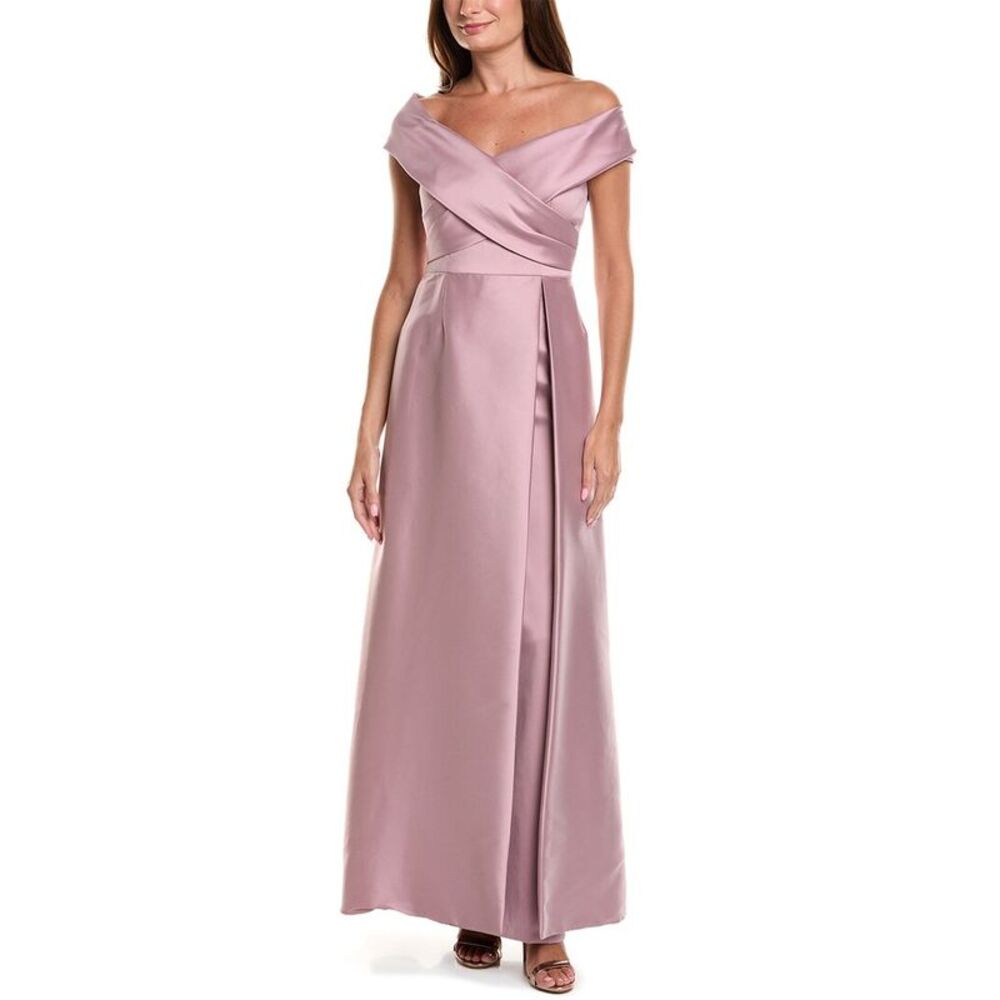 Teri Jon By Rickie Freeman Womens  Mikado Off-Shoulder Overlay Skirt Gown,
